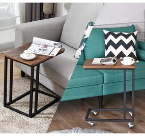 Kerekes kisasztal TAYLOR 50x35cm, rusztikus barna