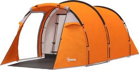 Outsunny 2–3 személyes alagút sátor előtével és lámpaakasztóval, 2000 mm vízálló — utazáshoz/túrázáshoz/kertbe — narancssárga | Aosom