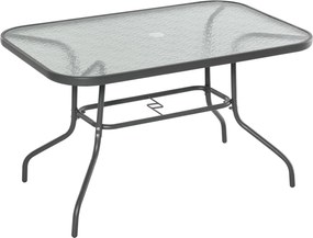 Outsunny Kerti Asztal Bistro Asztal Terasz Asztal Kerti Oldalsó Asztal Bistro Asztal Kerti Bútor Üvegtetővel Napernyő Nyílással Edzett Üveg + Fém Söté