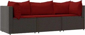 vidaXL 3 részes barna polyrattan kerti ülőgarnitúra párnával