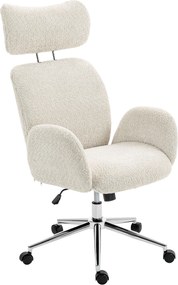 HOMCOM ergonómiai irodai szék, forgós íróasztali szék állítható magassággal, állítható fejtámlával, kartámaszokkal, dönthető funkció — világosszürke |