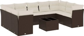 vidaXL 10 részes barna polyrattan kerti ülőgarnitúra párnákkal