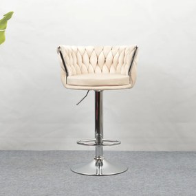 Design bárszék, bézs Velvet szövet/króm, BRIN