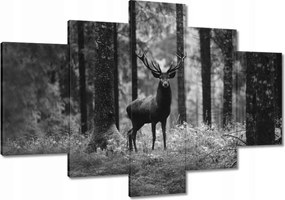 Vászonkép 120x80 Szarvas az erdőben B&amp;w