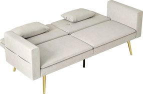 HOMCOM Kihúzható Fotel, Ágyneműs Fotel Állítható Háttámlával, Oldalsó Zsebbel, Kárpitozott 2 Személyes Fotel Ágynemű Funkcióval, Párnákkal, Nappalira,