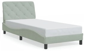 világosszürke bársony ágykeret LED-ekkel matrac nélkül 90 x 190 cm