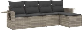 vidaXL 5 részes világosszürke polyrattan kerti ülőgarnitúra párnákkal