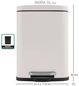Matt fehér acél pedálos szemetes 5 l Akira – Spirella