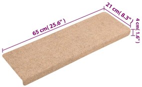 15 db krémszínű tűvel lyuggatott szövet lépcsőszőnyeg