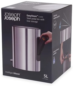 Ezüstszínű műanyag pedálos szemetes 5 l Luxe – Joseph Joseph