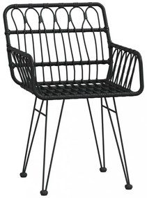 2 db fekete PE rattan karfás kerti szék 56 x 64 x 80 cm