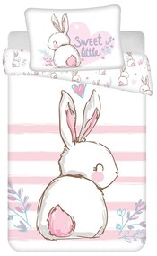 Fehér-rózsaszín pamut gyerek ágyneműhuzat babaágyhoz 100x135 cm Bunny "Sweet" – Jerry Fabrics