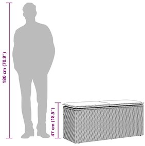világosszürke polyrattan kerti pad párnával 110x40x44 cm