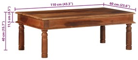 dohányzóasztal 110x60x40 cm tömör fa akácfa