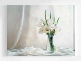 Poszter Virágok Fehér Gladiol Kard Váza Természet 80x60