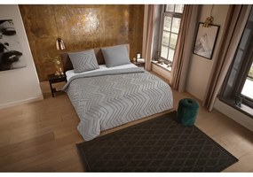 Szürke-barna egyszemélyes hosszabbított mikroszálas ágyneműhuzat 140x220 cm Pure Zigzag – Good Morning