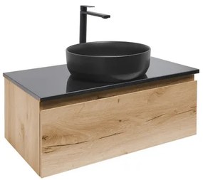 SAT B-Way Fürdőszobaszekrény mosdóval és műkő lappal 79x30x45 cm tölgy BWAY80OAKTKUB