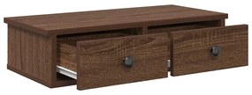 Falipolc fiókokkal barna tölgy 60x25x15 cm műszaki fa