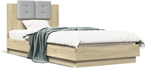 vidaXL sonoma tölgy színű szerelt fa ágykeret fejtámlával 90 x 200 cm