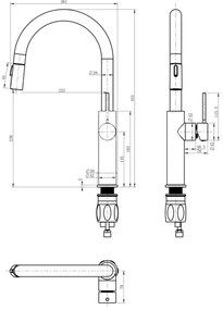 Sapho - Mosogatócsap kihúzható permetezővel FLAWO matt fekete