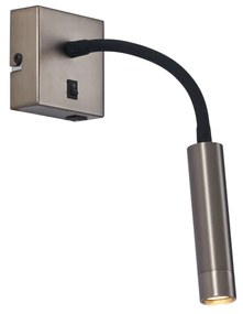Modern fegyverszürke fali lámpa USB-C csatlakozóval - Gosna
