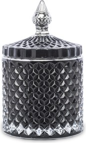 Dekorációs üveg tároló doboz fekete-ezüst