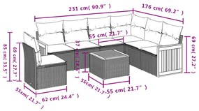 7 részes bézs polyrattan kerti ülőgarnitúra párnákkal