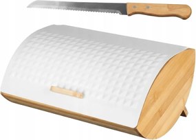 Fehér Bambusz Kenyértartó Késsel Modern Kenyértartó