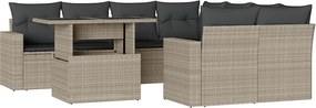 vidaXL 9 részes világosszürke polyrattan kerti ülőgarnitúra párnával