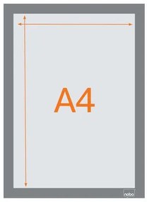 Posztertábla, fali, A4 méret, műanyag keret, 2 db, NOBO, ezüst (VN5696)