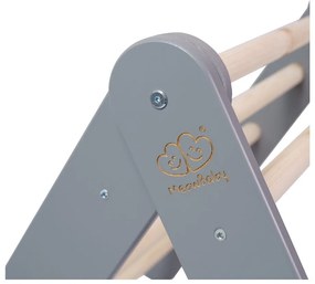 Szürke borovi fenyő pikler háromszög 60x60x60 cm Montessori – Meowbaby