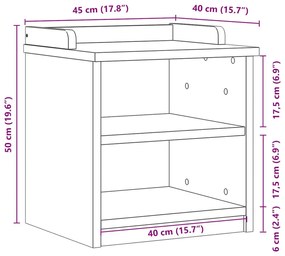 SANDNES fehér tömör fenyőfa előszobapad 45x40x50 cm