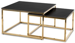 Dohányzóasztal szett fekete márvány/arany színben. TENOR