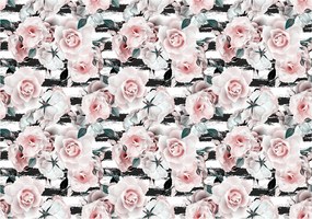 Fotótapéta flizelina Rózsa Rózsaszín kert akvarell krém és fekete 368x280 +ragasztó