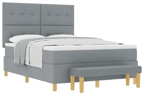 Boxspring Ágy Matraccal és Pad Light Grey 140x200 cm Szövet