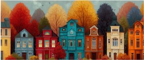 Kép - Festett őszi város (120x50 cm)
