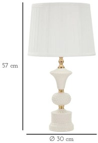 Fehér asztali lámpa textil búrával (magasság 57 cm) Caserta – Mauro Ferretti