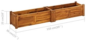 kerti akácfa magaságyás 150 x 30 x 25 cm