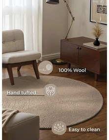 Bézs kézi szövésű gyapjú kerek szőnyeg ø 120 cm Eleni Light Beige – Hanse Home