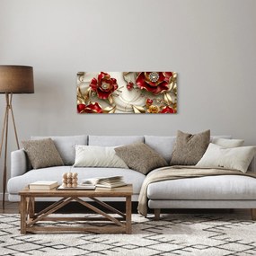 Kép - 3D piros-arany virágok (120x50 cm)