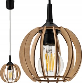 Fából Készült Led-es Függesztett Mennyezeti Lámpa E27 Akasztó Állítható