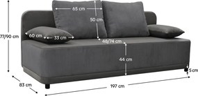 Kihúzható heverő, szürke, SENTY