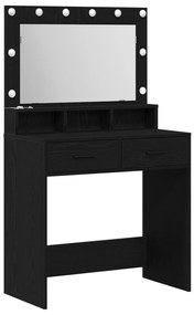 Sminkasztal LED Fénnyel Fekete Tölgyből 79x41x135 cm
