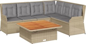 vidaXL 5 részes bézs polyrattan kerti ülőgarnitúra párnákkal