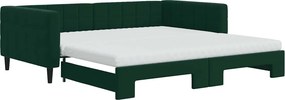 vidaXL sötétzöld kihúzható bársony heverő matraccal 100 x 200 cm