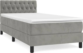vidaXL világosszürke bársony rugós ágy matraccal 100 x 200 cm