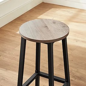 2 db-os bárszék szett, magas konyhai székek, szürkés bézs és fekete