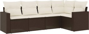 vidaXL 5 részes barna polyrattan kerti ülőgarnitúra párnával