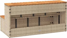 pezsgőfürdő lépcső bézs 100x50x50,5 cm polyrattan és akácfa