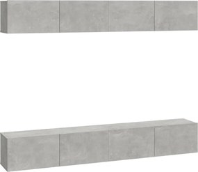 vidaXL 4 db betonszürke fali TV-szekrény 100 x 30 x 30 cm